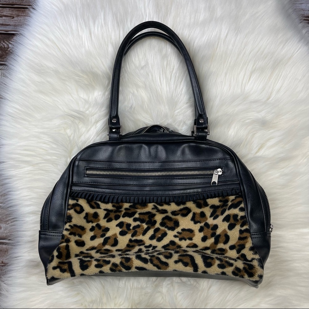 Lux de Ville Black and Leopard Shoulder Bag